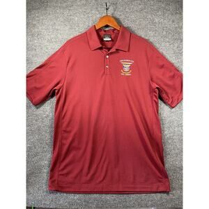 Nike Golf Polo Men's XL Red Short Sleeve Dri-Fit "Deke Roundup" Patch